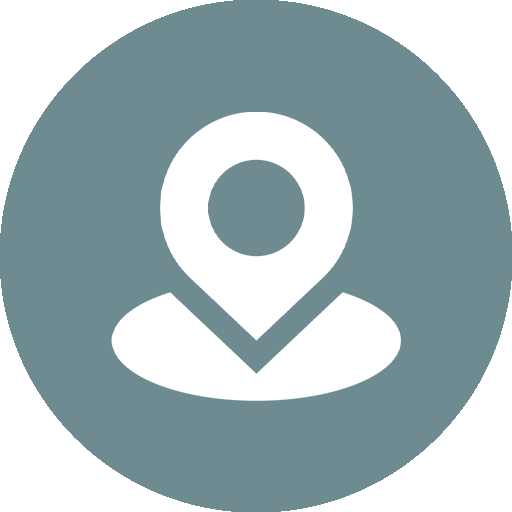 Ikon av en platsmarkering med en cirkel och en bas.